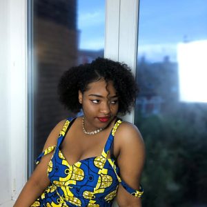 Robe en wax bleue et jaune